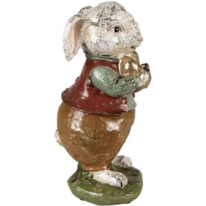 Clayre & Eef 6PR3875 Decoration Rabbit 9x12x22 cm Beige - Red