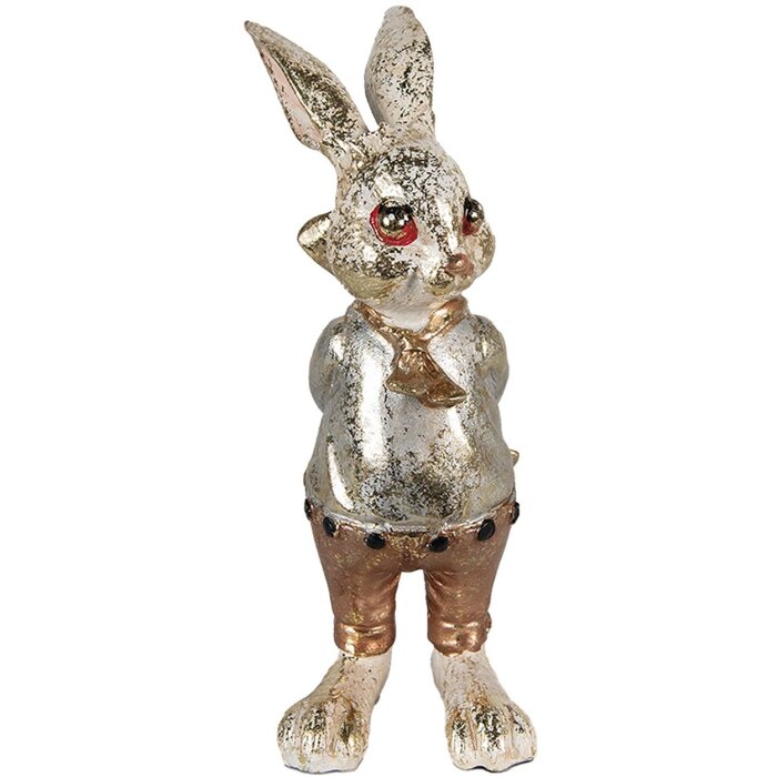 Clayre & Eef 6PR3881 Decoration Rabbit 6x7x14 cm Beige - Gold Coloured