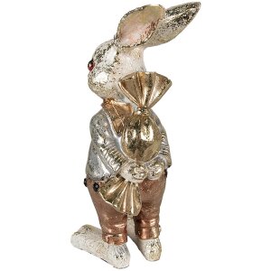 Clayre & Eef 6PR3881 Decoration Rabbit 6x7x14 cm Beige - Gold Coloured