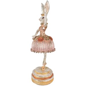 Clayre & Eef 6PR3884 Decoration Rabbit 11x11x35 cm Pink - Beige