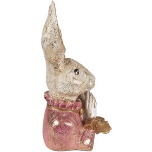 Clayre & Eef 6PR3887 Decoration Rabbit 11x12x24 cm Beige - Pink