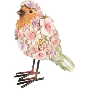 Clayre & Eef 6PR4882 Decoration Bird 7x10x12 cm Pink