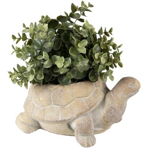 Clayre & Eef 6TE0458 Flowerpot Turtle Ø 22x16x10 cm Beige