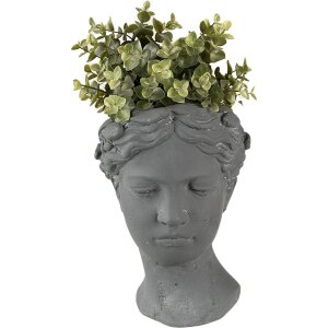 Clayre & Eef 6TE0472 Flowerpot Woman 18x17x25 cm Grey