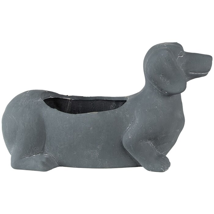 Clayre & Eef 6TE0479 Flowerpot Dog 30x12x16 cm Grey