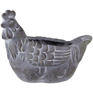 Clayre & Eef 6TE0488 Flowerpot Chicken 29x17x23 cm Grey