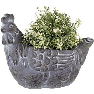 Clayre & Eef 6TE0488 Flowerpot Chicken 29x17x23 cm Grey