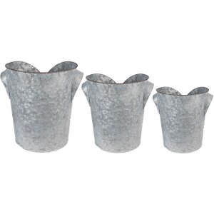 Clayre & Eef 6Y4873 Plant Holder (Set of 3) Ø 25x28 - Ø 21x24 - Ø 17x20 cm Grey