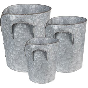 Clayre & Eef 6Y4873 Plant Holder (Set of 3) Ø 25x28 - Ø 21x24 - Ø 17x20 cm Grey