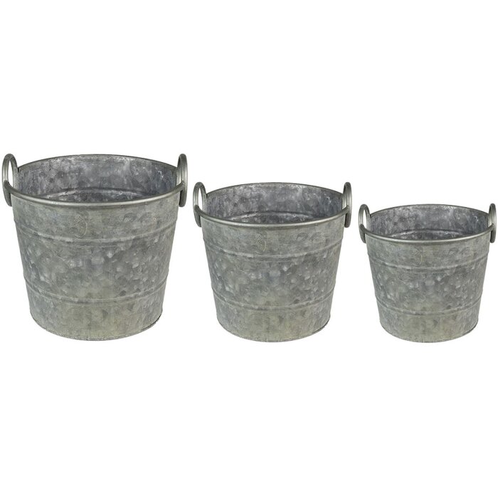 Clayre & Eef 6Y4878 Plant Holder Ø 32x25 - Ø 29x23 - Ø 26x21 cm Grey - Green