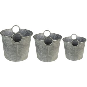 Clayre & Eef 6Y4878 Plant Holder Ø 32x25 - Ø 29x23 - Ø 26x21 cm Grey - Green