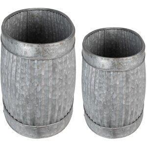 Clayre & Eef 6Y4886 Decoration Iron Tub (2 pieces) 52x25x26 - 48x21x23 cm Grey