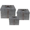 Clayre & Eef 6Y4891 Storage Boxes 24x24x18 - 20x20x15 - 16x16x12 cm Grey