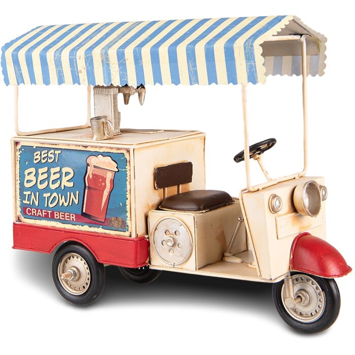 Clayre & Eef 6Y4952 Model Beer Trolley Tricycle 30x12x24 cm Blue - Beige