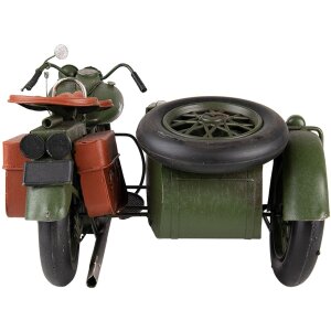 Clayre & Eef 6Y4962 Model Motorbike with Sidecar 38x26x18 cm Green