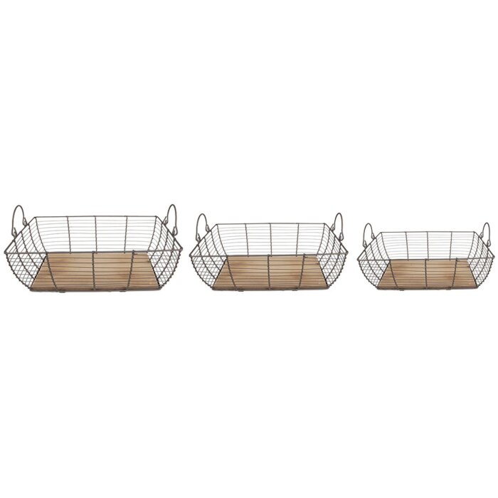 Clayre & Eef 6Y5250 Baskets 35x25x11 - 31x21x9 - 27x17x6 cm Grey - Brown