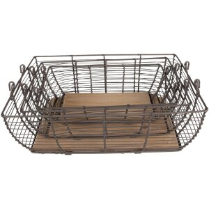 Clayre & Eef 6Y5250 Baskets 35x25x11 - 31x21x9 - 27x17x6 cm Grey - Brown