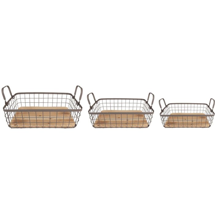 Clayre & Eef 6Y5251 Baskets 38x28x11 - 33x23x10 - 28x18x9 cm Grey - Brown