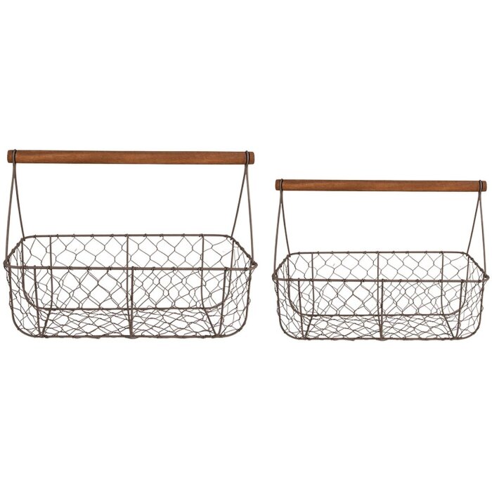 Clayre & Eef 6Y5259 Baskets (set of 2) 36x17x12-27 - 32x15x10-22 cm Brown rectangle