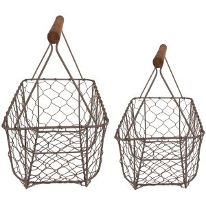 Clayre & Eef 6Y5259 Baskets (set of 2) 36x17x12-27 - 32x15x10-22 cm Brown rectangle