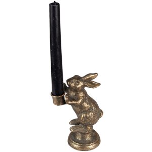 Clayre & Eef 6Y5322 Candlestick Rabbit 10x7x16 cm Gold Coloured