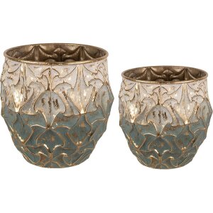 Clayre & Eef 6Y5364 Flowerpot (Set of 2) Ø 39x32 - Ø 33x31 cm Green