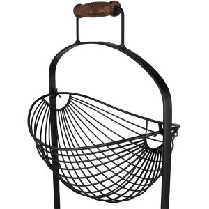 Clayre & Eef 6Y5410 Iron Shelf with Baskets 27x19x57 cm Black Oval