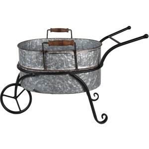 Clayre & Eef 6Y5415 Plant Holder Wheelbarrow 54x31x31 cm Grey