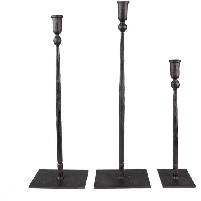 Clayre & Eef 6Y5444 Candlestick 16x10x52 - 16x10x49 - 10x9x35 cm Black