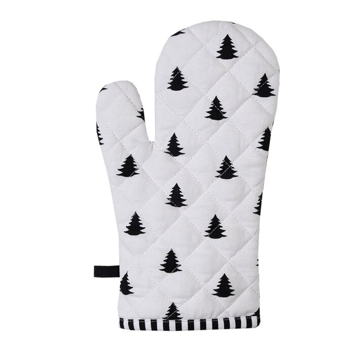 Clayre & Eef BWX44 Oven Glove 18x30 cm Black - White