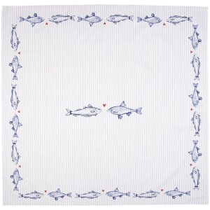 Clayre & Eef SSF05 Tablecloth 150x250 cm White - Blue...