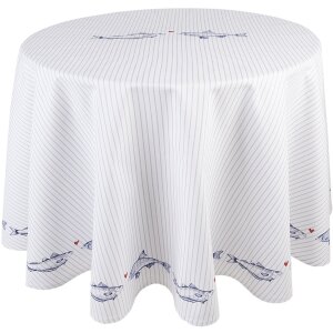 Clayre & Eef SSF07 Tablecloth Ø 170 cm White -...