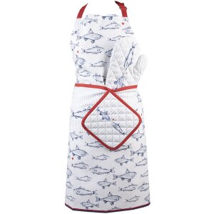 Clayre & Eef SSF41 Apron 70x85 cm White - Blue...