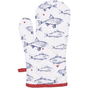 Clayre & Eef SSF44 Oven glove 18x30 cm White - Blue