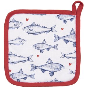 Clayre & Eef SSF45 Potholder 20x20 cm White - Blue...