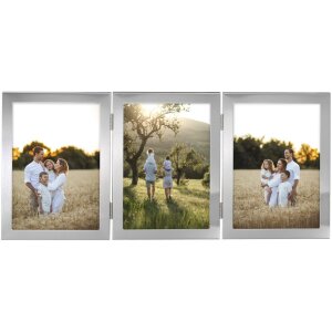 Hama Aluminium Double Frame Calais silver 3 photos 10x15 cm