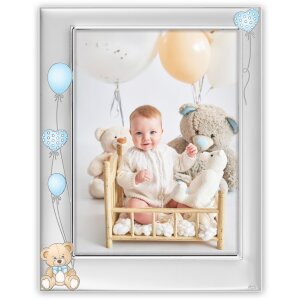 ZEP Metal Baby Photo Frame Ivan blue 10x15 cm silver glossy