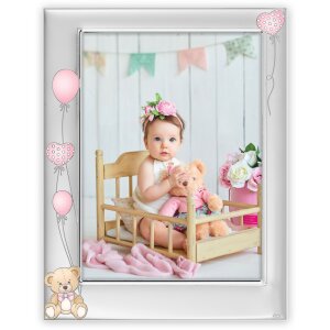 ZEP Metal Baby Photo Frame Ivan pink 10x15 cm silver glossy