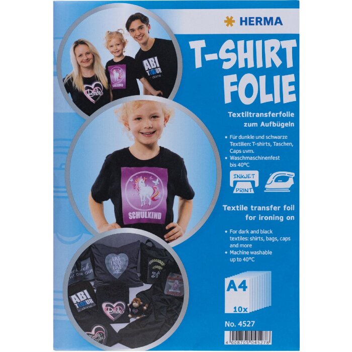 HERMA 4527 T-shirt transfer film A4 dark textiles printable 10 sheets