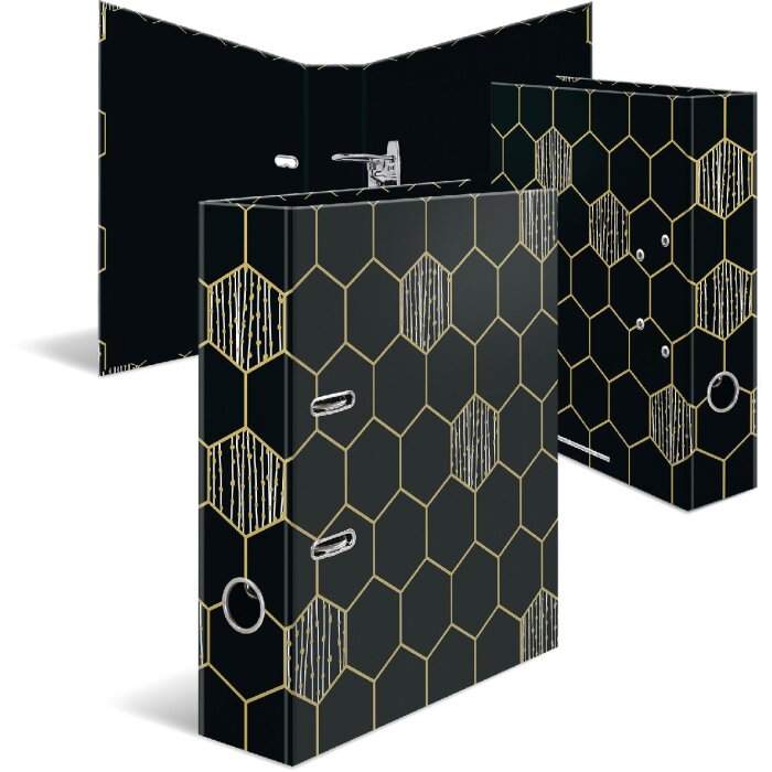 HERMA 7016 Motif folder 70 mm A4 Hexagon black gold