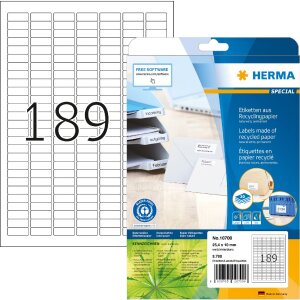 HERMA 10700 labels recycled paper A4 25.4x10mm white...