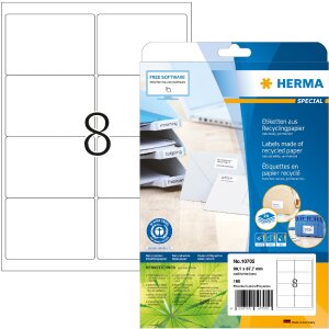 HERMA 10705 Labels recycled paper A4 99.1x67.7mm white...