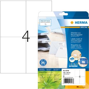 HERMA 10706 Labels recycled paper A4 105x148mm white...