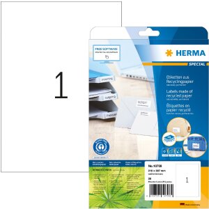 HERMA 10708 Labels recycled paper A4 210x297mm white...