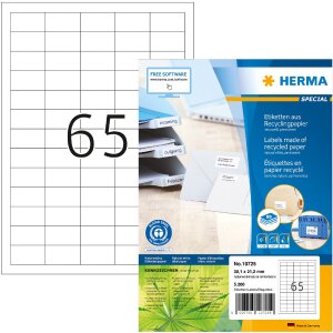 HERMA 10725 Recycled paper labels A4 38.1x21.2 mm white...