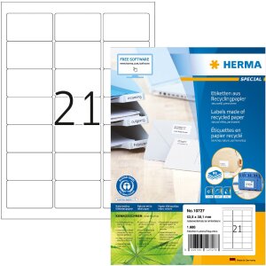 HERMA 10727 Recycled paper labels A4 63.5x38.1 mm white...