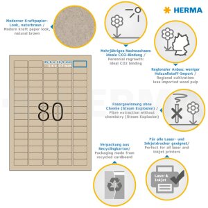 HERMA 10751 Silphie paper labels A4 35.6x16.9 mm natural brown permanent adhesive