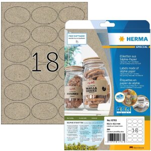 HERMA 10763 Labels Silphie paper A4 oval 63,5x42,3mm...