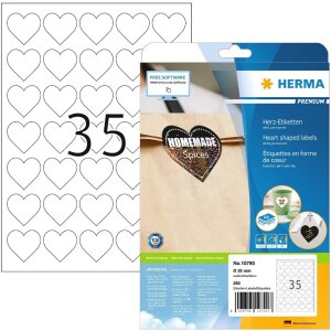 HERMA 10790 PREMIUM heart labels A4, Ø 35 mm,...