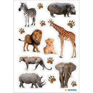 HERMA 15479 Decor Stickers Africa Animals Multicoloured Set